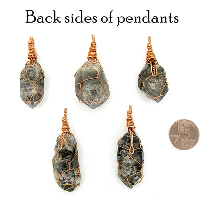 Dark Smoky Quartz Raw Crystal Pendant Necklace, Copper Wire-Wrapped, Handmade, with 20" Chain - Ethereal Essentials