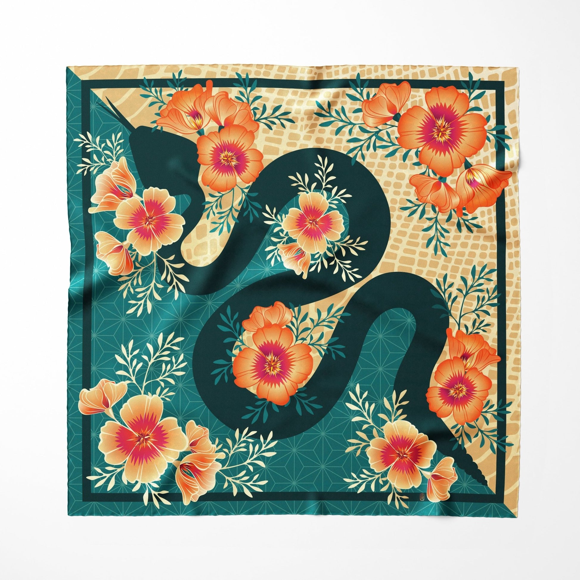 Desert Poppy Silk Scarf - Classic Size - Ethereal Essentials