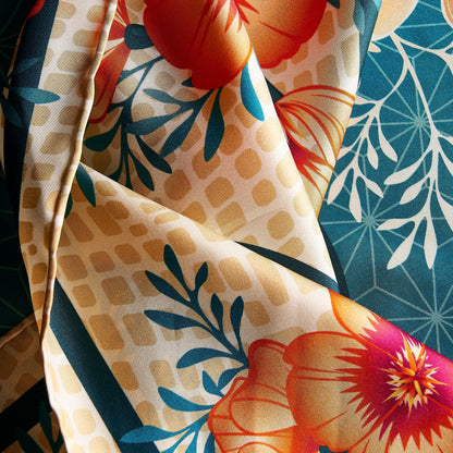 Desert Poppy Silk Scarf - Statement Size - Ethereal Essentials