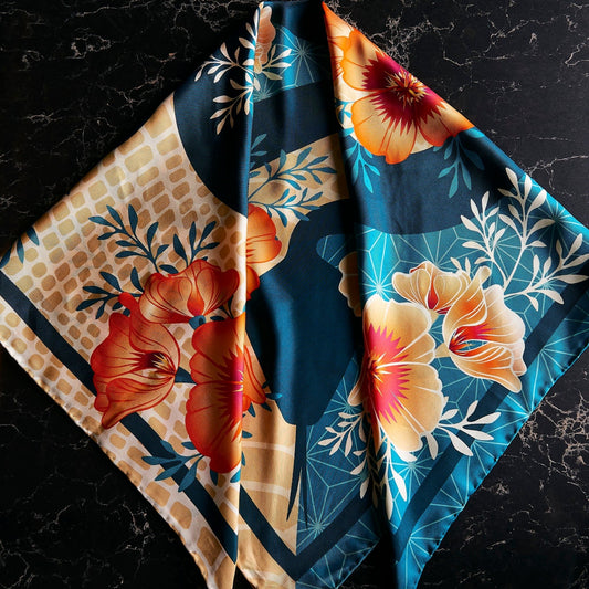 Desert Poppy Silk Scarf - Statement Size - Ethereal Essentials
