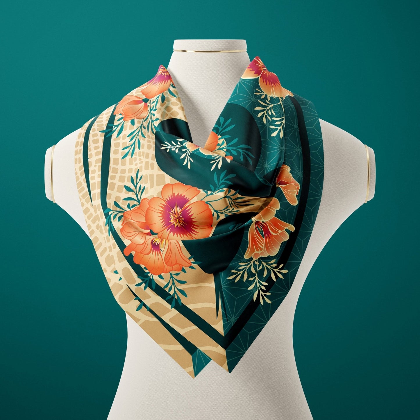 Desert Poppy Silk Scarf - Statement Size - Ethereal Essentials