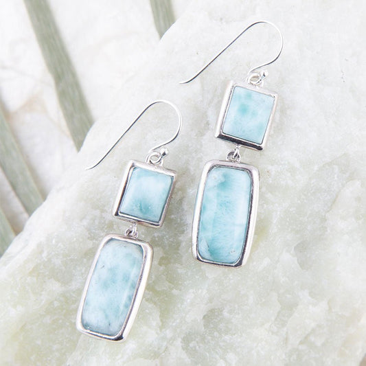 Drops of Blue Larimar Sterling Silver Earrings