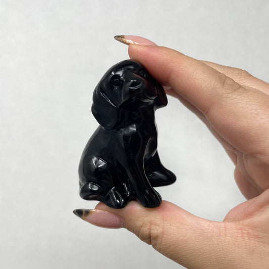 Obsidian Dog Carving