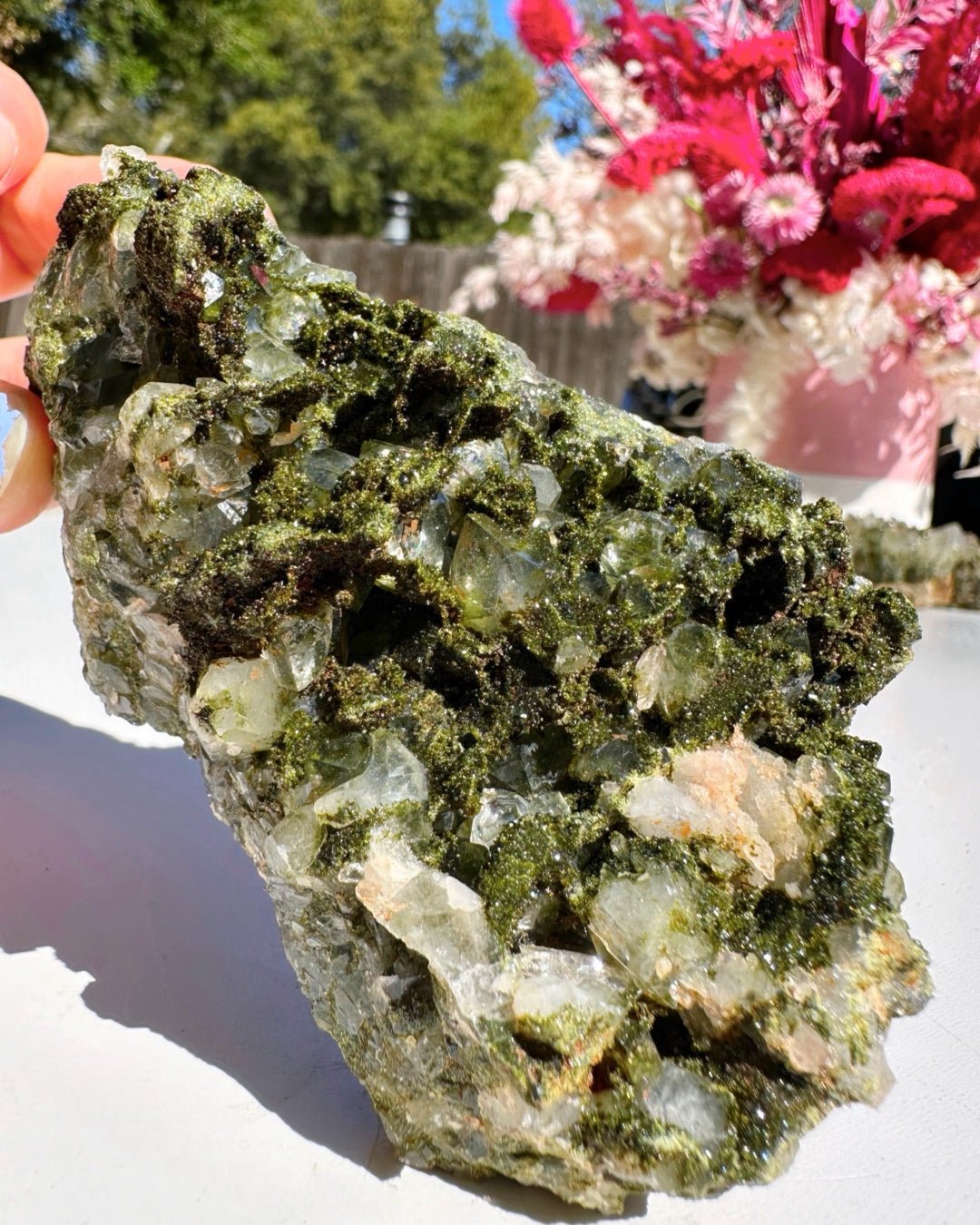 Epidote Quartz Cluster - Ethereal Essentials