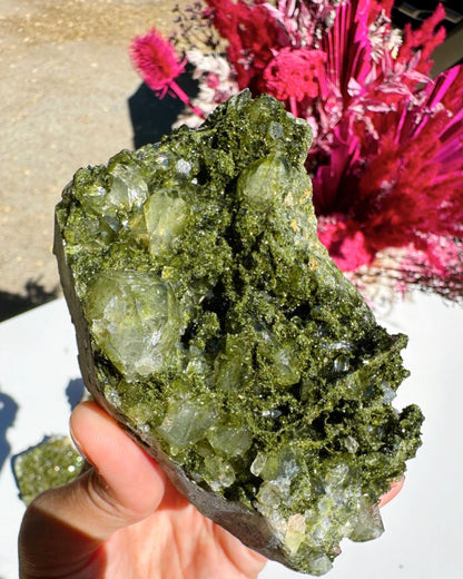Epidote Quartz Cluster - Ethereal Essentials