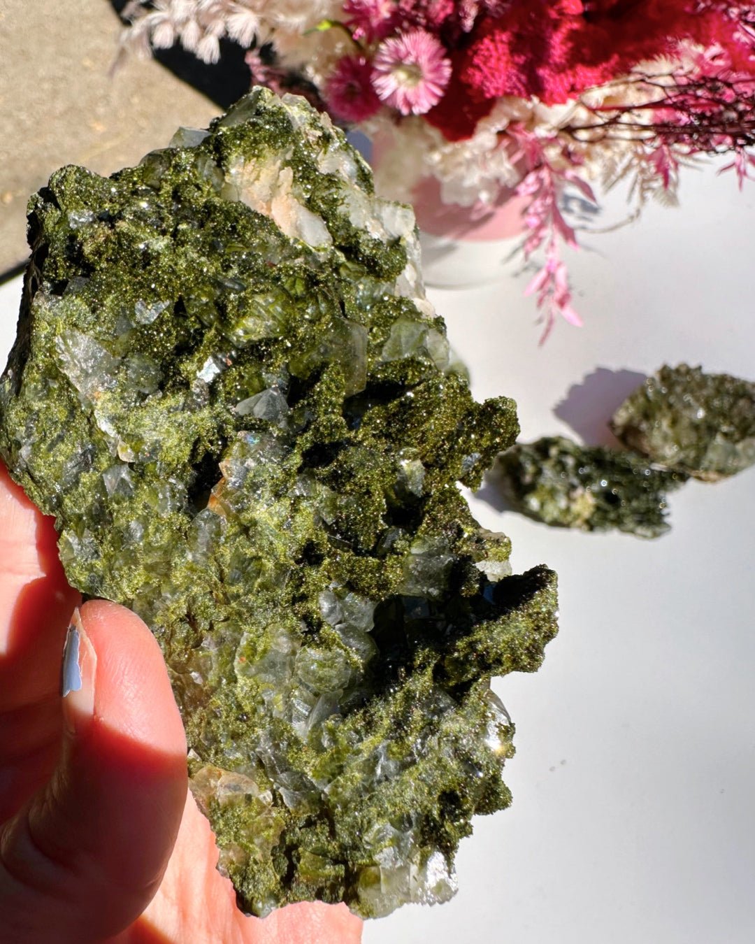 Epidote Quartz Cluster - Ethereal Essentials
