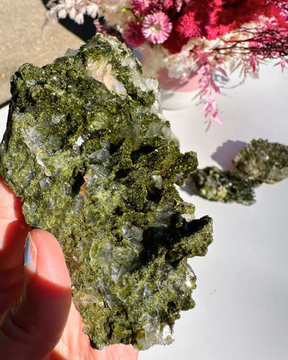 Epidote Quartz Cluster - Ethereal Essentials