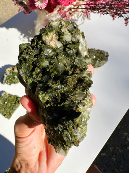 Epidote Quartz Cluster - Ethereal Essentials