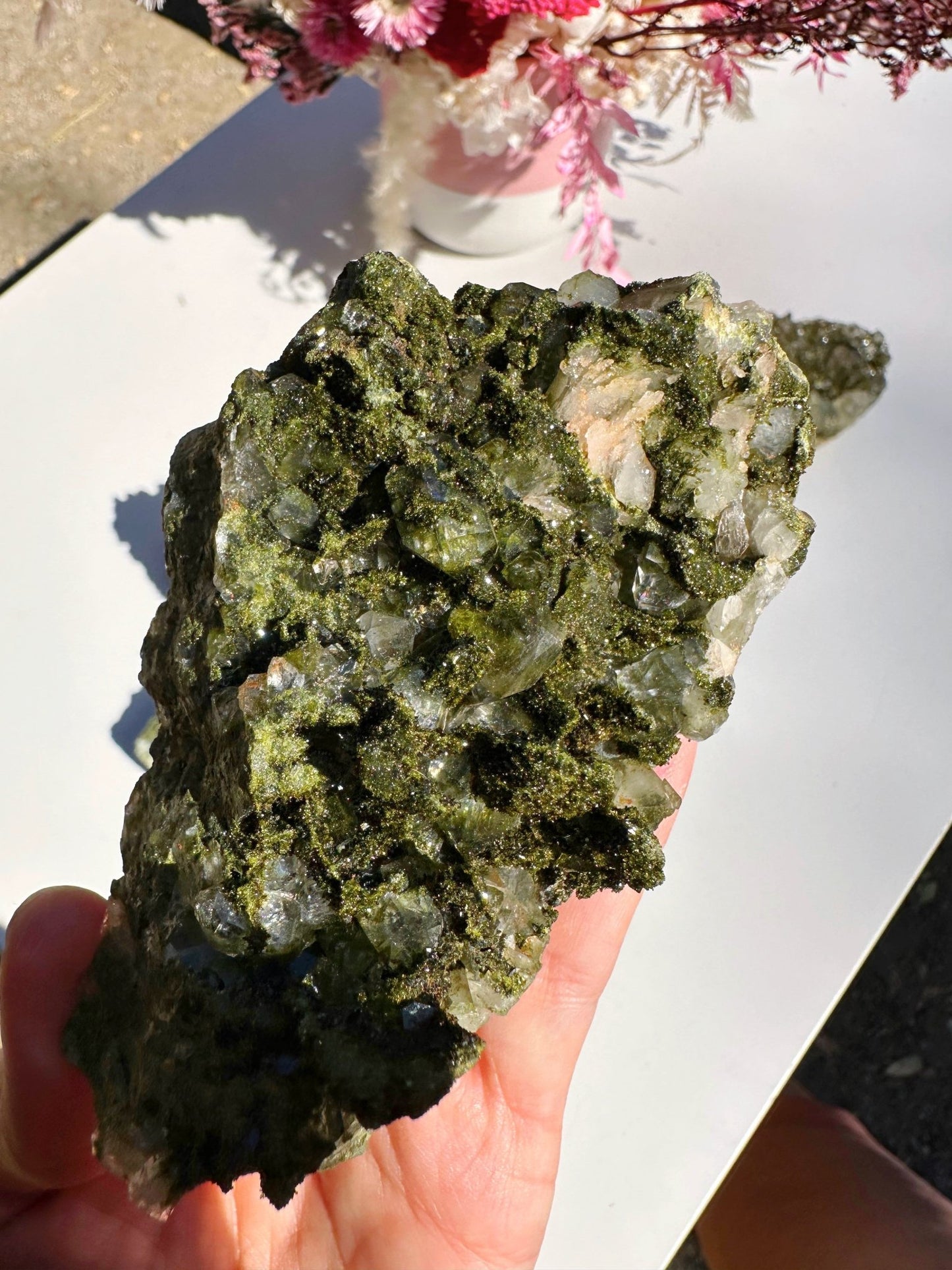 Epidote Quartz Cluster - Ethereal Essentials