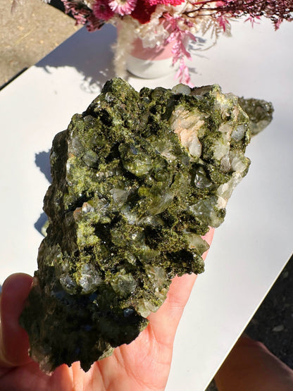 Epidote Quartz Cluster - Ethereal Essentials
