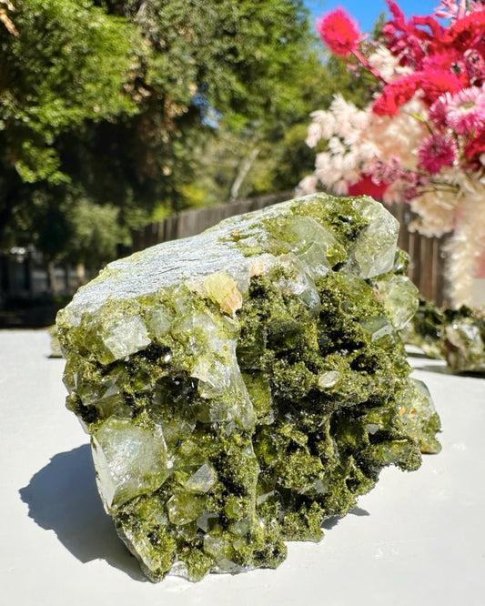 Epidote Quartz Cluster - Ethereal Essentials