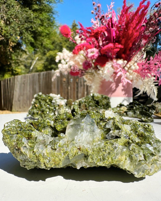 Epidote Quartz Cluster - Ethereal Essentials