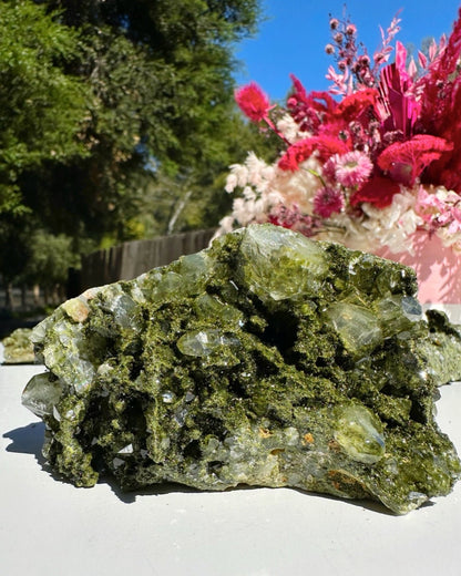 Epidote Quartz Cluster - Ethereal Essentials