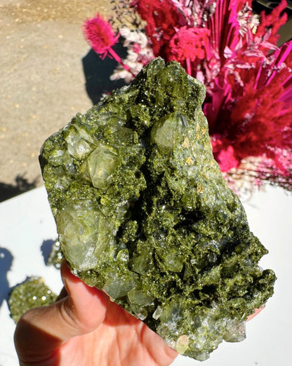 Epidote Quartz Cluster - Ethereal Essentials