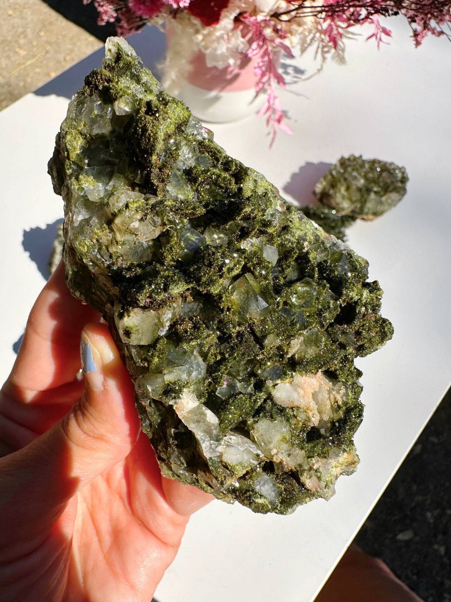Epidote Quartz Cluster - Ethereal Essentials