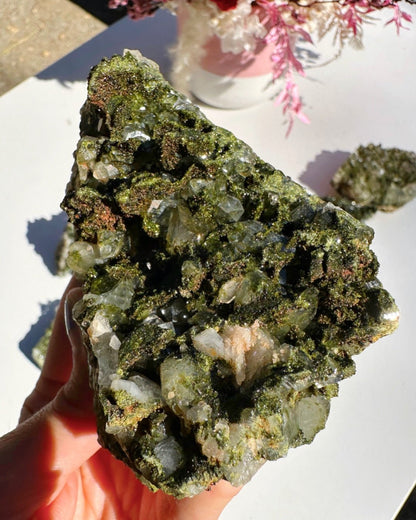 Epidote Quartz Cluster - Ethereal Essentials