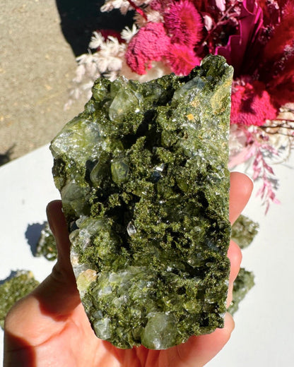 Epidote Quartz Cluster - Ethereal Essentials