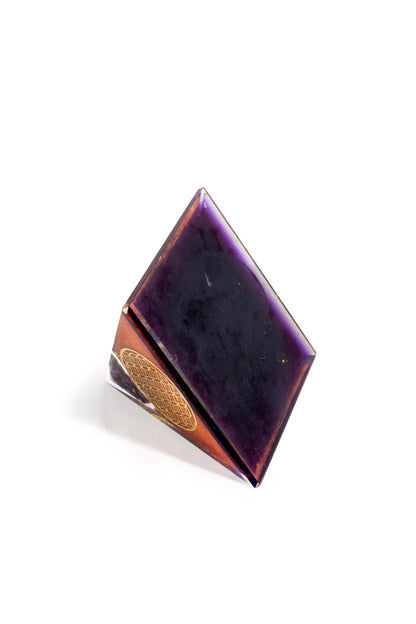 Flower of Life Copper Orgone Pyramid with Amethyst (Authentic - REAL) - Ethereal Essentials