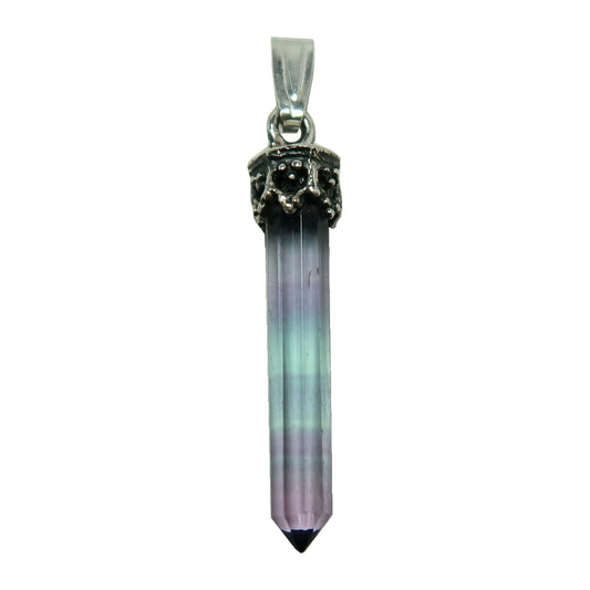 Fluorite Pendant Rainbow Sword Sterling Silver
