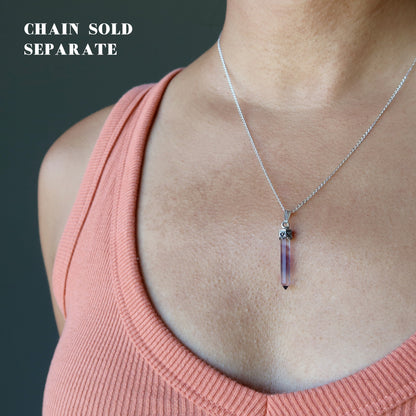 Fluorite Pendant Rainbow Sword Sterling Silver
