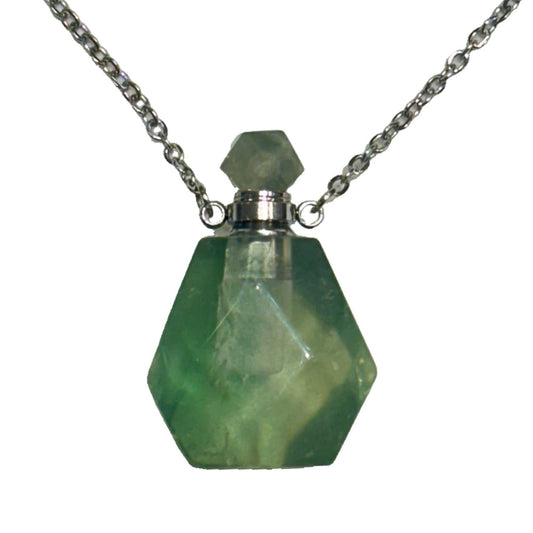Gemstone Poison Bottle Necklace, Fluorite, Unakite, Clear Quartz, Rose Quartz, Amethyst, Tigers Eye
