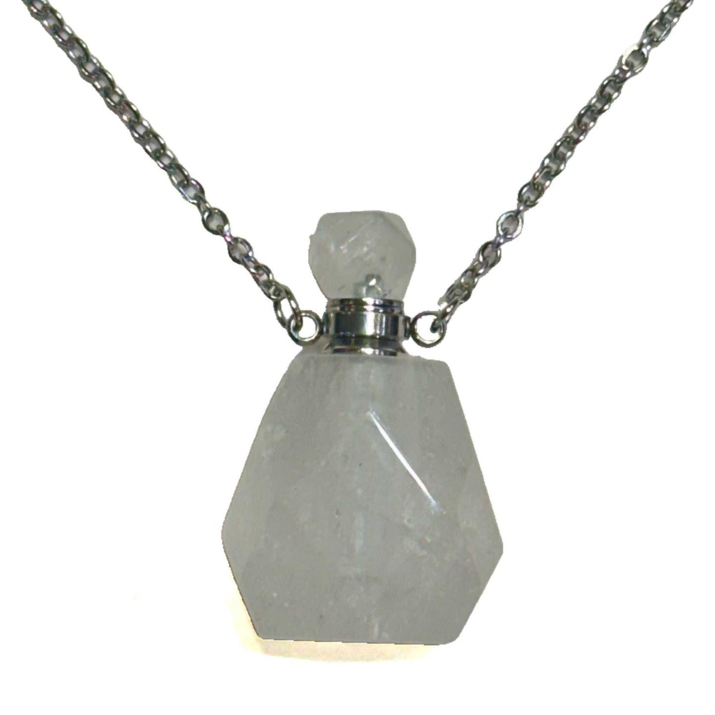 Gemstone Poison Bottle Necklace, Fluorite, Unakite, Clear Quartz, Rose Quartz, Amethyst, Tigers Eye