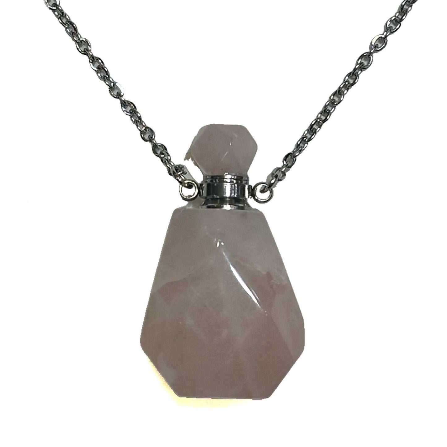 Gemstone Poison Bottle Necklace, Fluorite, Unakite, Clear Quartz, Rose Quartz, Amethyst, Tigers Eye