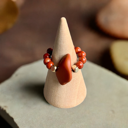 Adima Handmade Red Jasper Expandable Ring