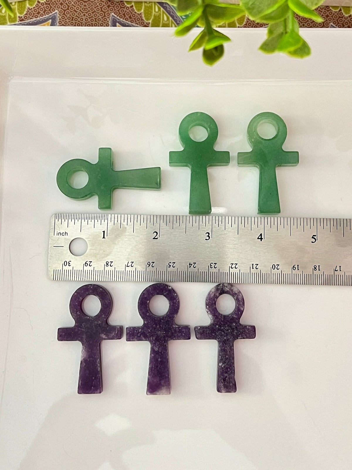 Green Aventurine or Lepidolite Ankh for Abundance and Stability, 2 Inch - Ethereal Essentials