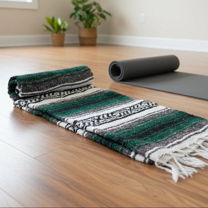 Green Mexican Falsa Yoga Blanket - Ethereal Essentials