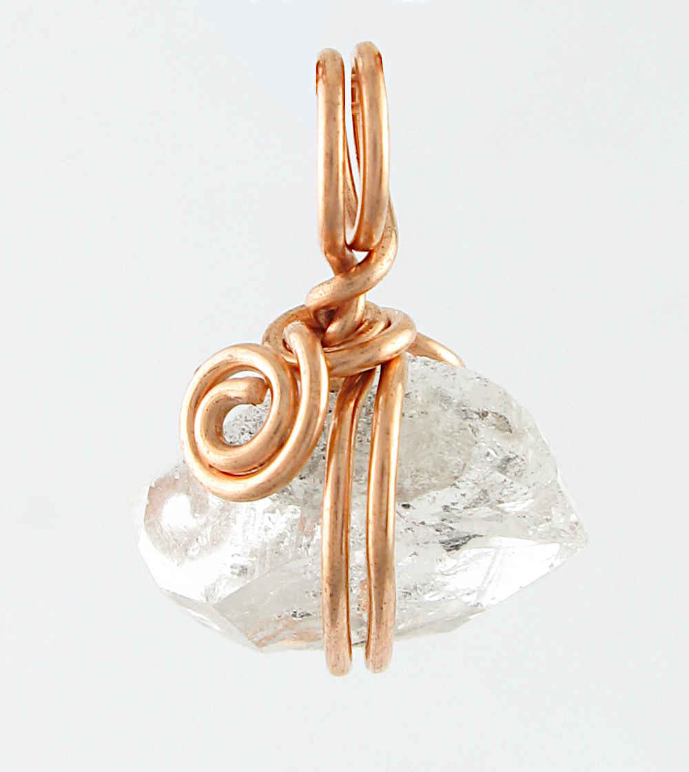Herkimer Diamond Quartz Pendant, Copper Wire-Wrapped, Handmade - Ethereal Essentials