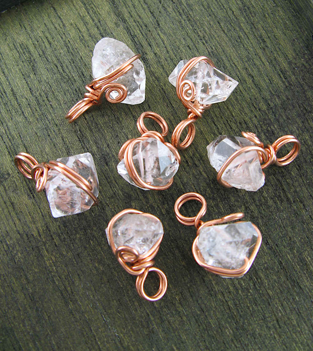Herkimer Diamond Quartz Pendant, Copper Wire-Wrapped, Handmade - Ethereal Essentials