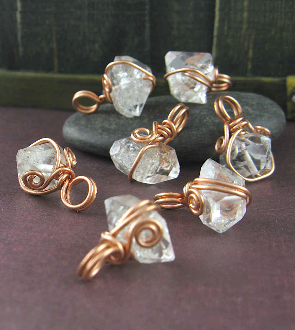 Herkimer Diamond Quartz Pendant, Copper Wire-Wrapped, Handmade - Ethereal Essentials