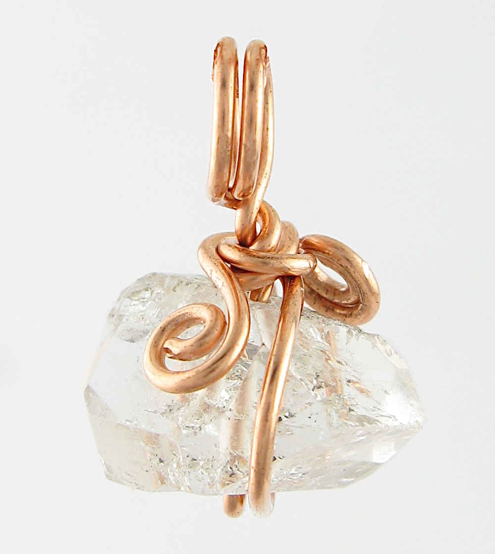Herkimer Diamond Quartz Pendant, Copper Wire-Wrapped, Handmade - Ethereal Essentials