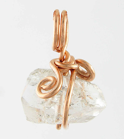 Herkimer Diamond Quartz Pendant, Copper Wire-Wrapped, Handmade - Ethereal Essentials