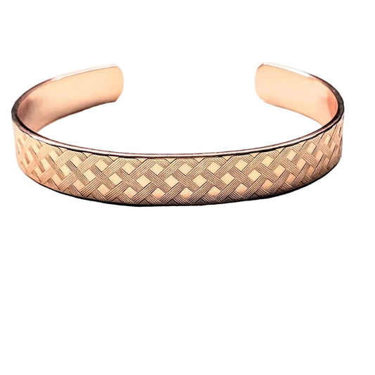 His and Her Copper Embossed Weave Cuffs 16 Gauge - Ethereal Essentials