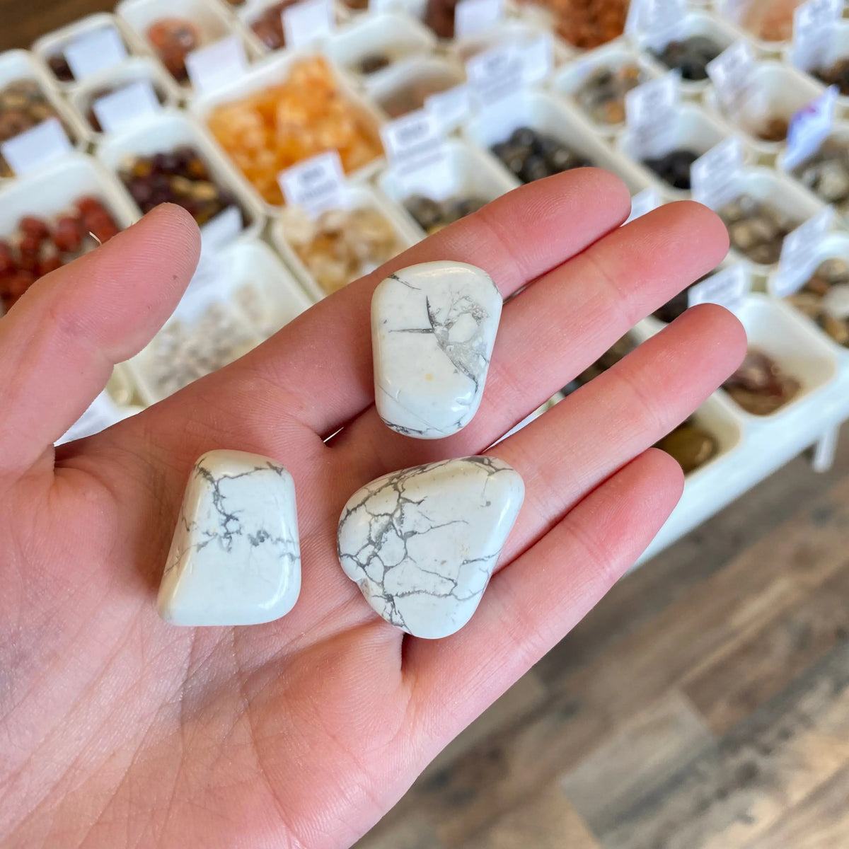 Howlite White Howlite (Calming) Tumbled Pocket Stone - Ethereal Essentials