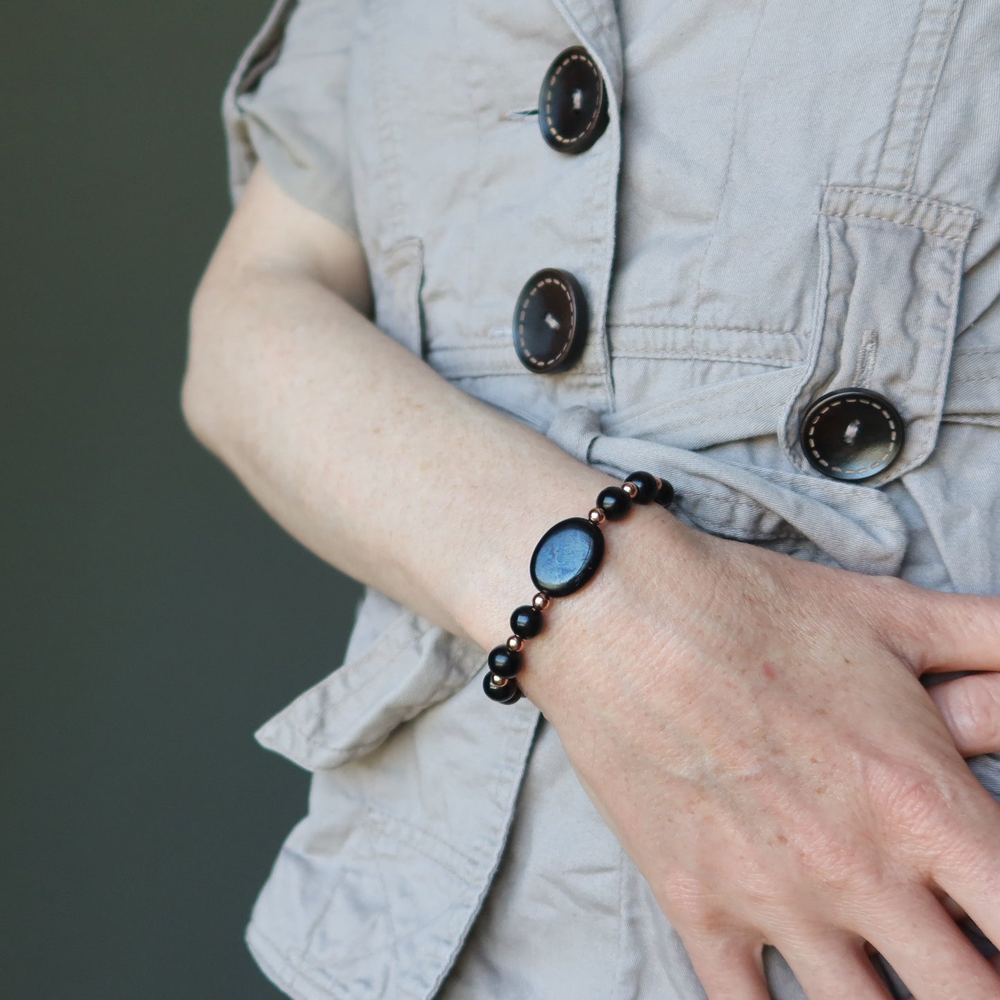 Jet Bracelet Black Azabache Deflector Protection Copper