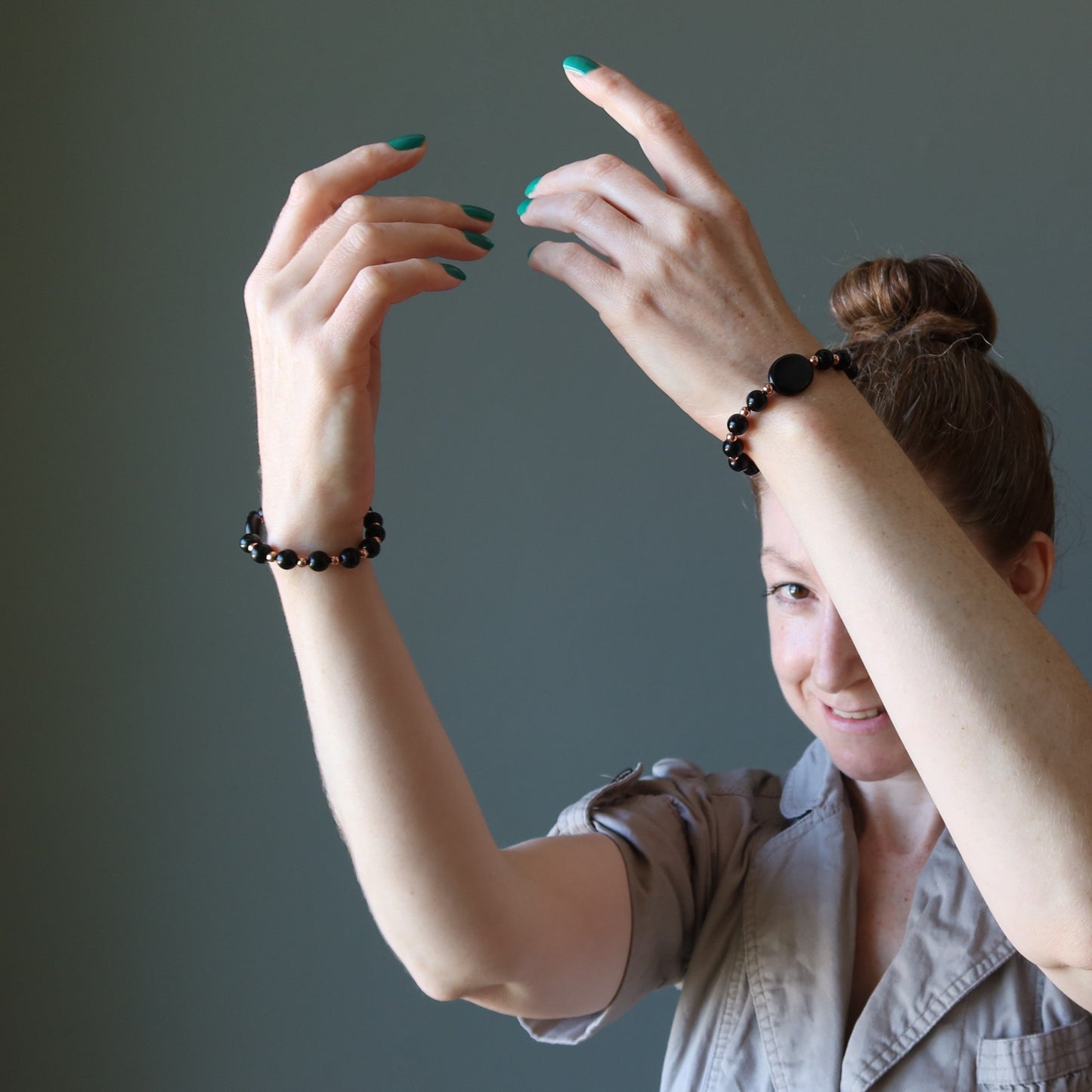 Jet Bracelet Black Azabache Deflector Protection Copper