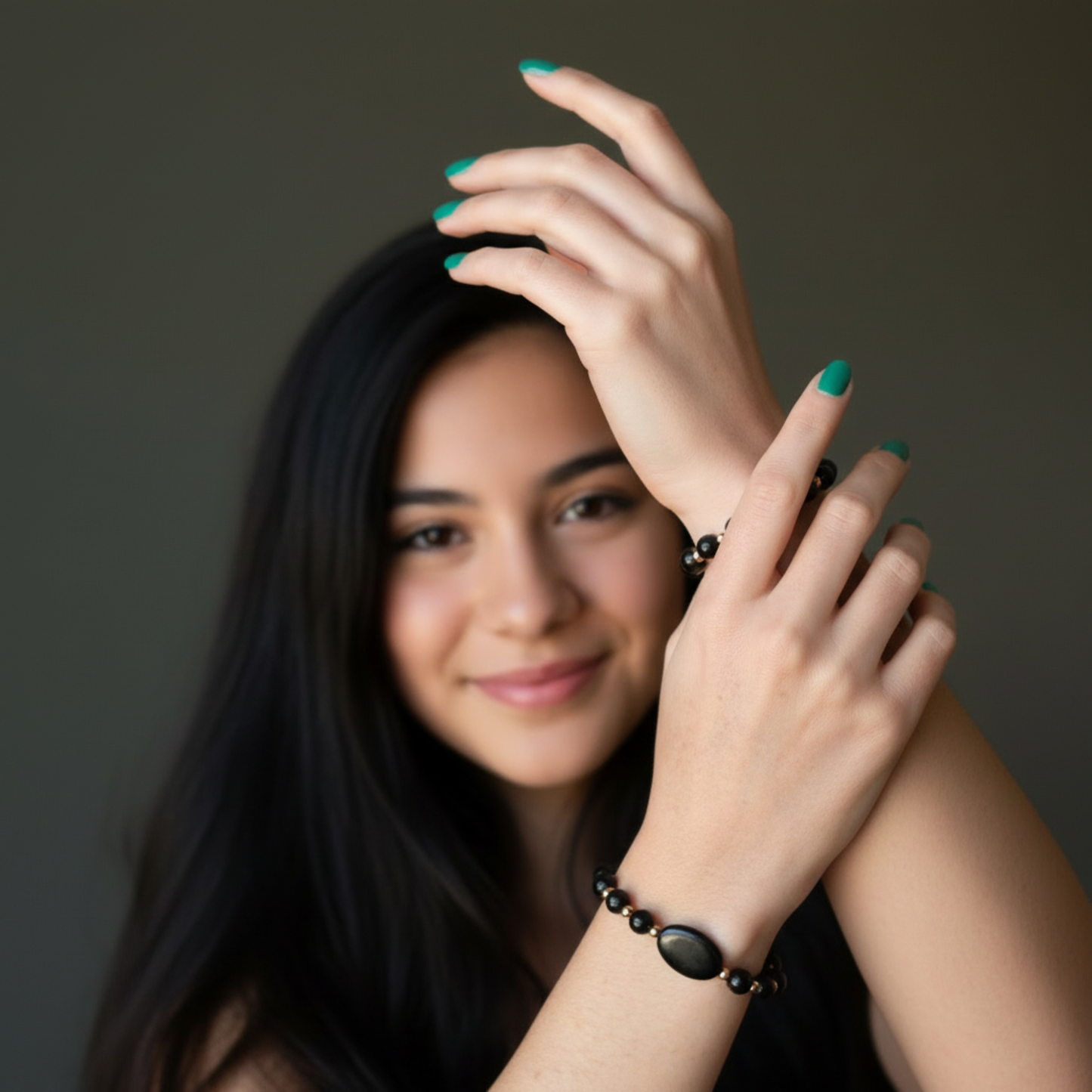 Jet Bracelet Black Azabache Deflector Protection Copper