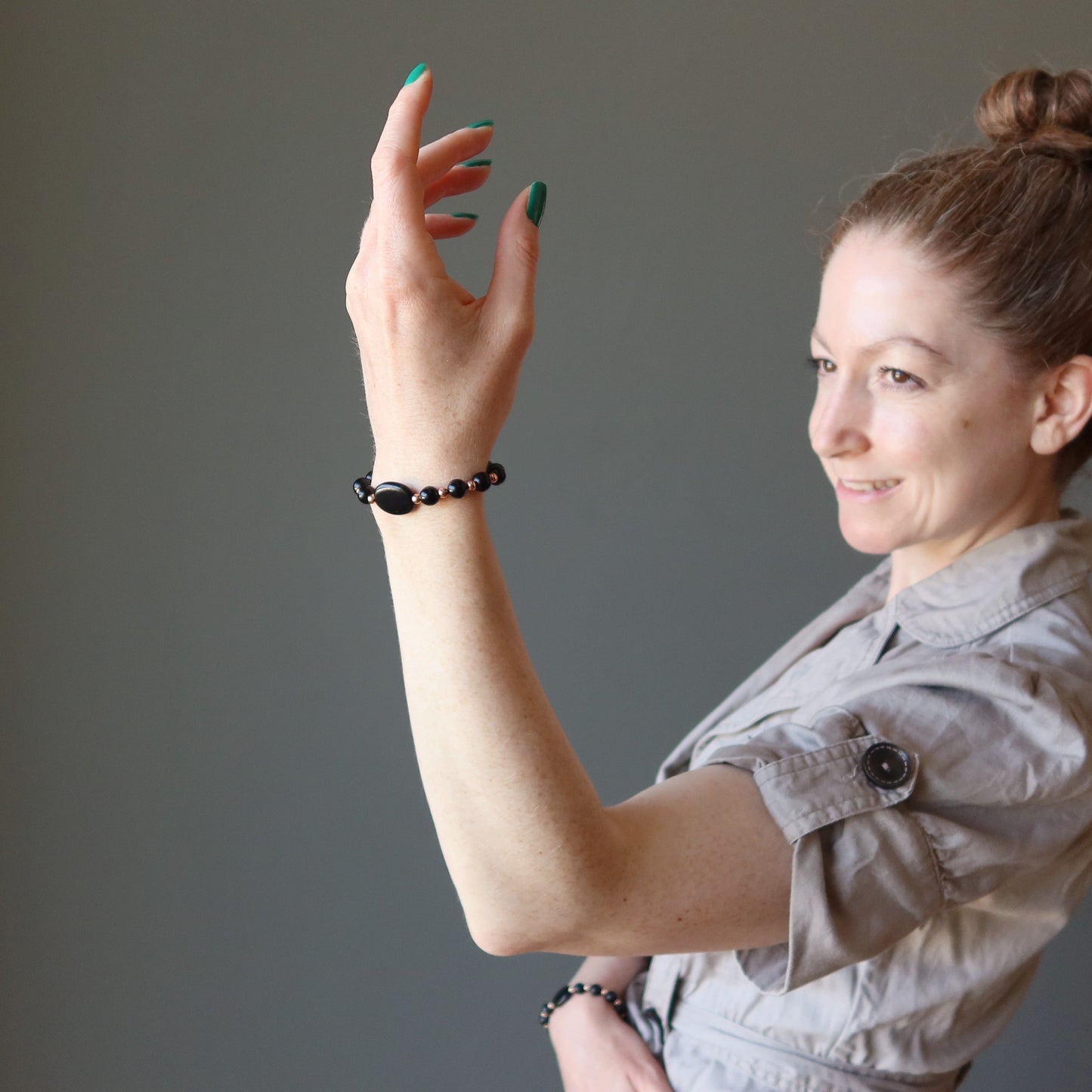 Jet Bracelet Black Azabache Deflector Protection Copper