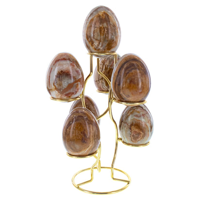 7-Ring 3-Tier Gold Wire Metal Sphere Crystals Egg Stand Display
