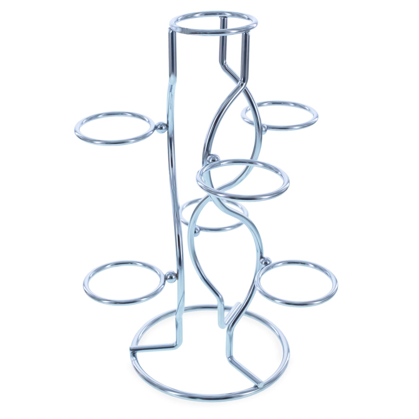 7-Ring 3-Tier Silver Wire Metal Sphere Crystals Egg Stand Display