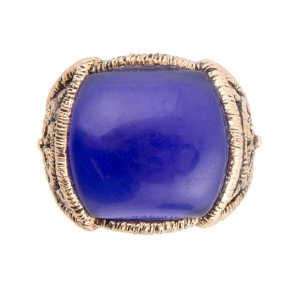 Blue Lace Agate Golden Statement Ring