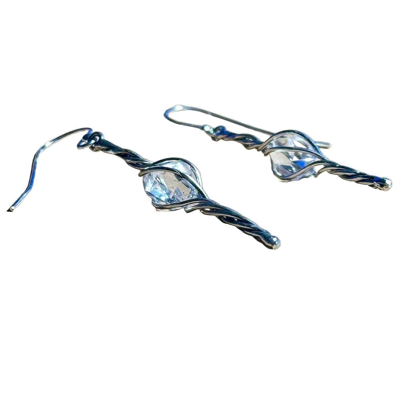 Limited Edition Herkimer Swirl Dangle Bertoni Earrings - Sterling Silver - Ethereal Essentials