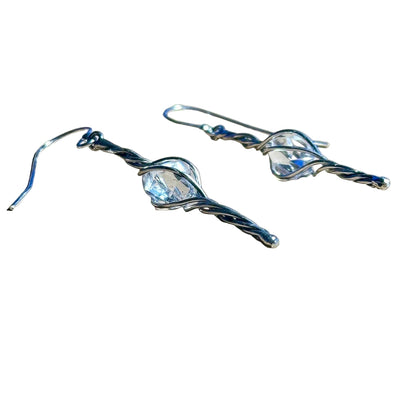 Limited Edition Herkimer Swirl Dangle Bertoni Earrings - Sterling Silver - Ethereal Essentials