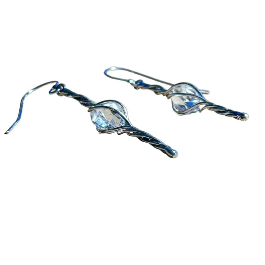 Limited Edition Herkimer Swirl Dangle Bertoni Earrings - Sterling Silver - Ethereal Essentials