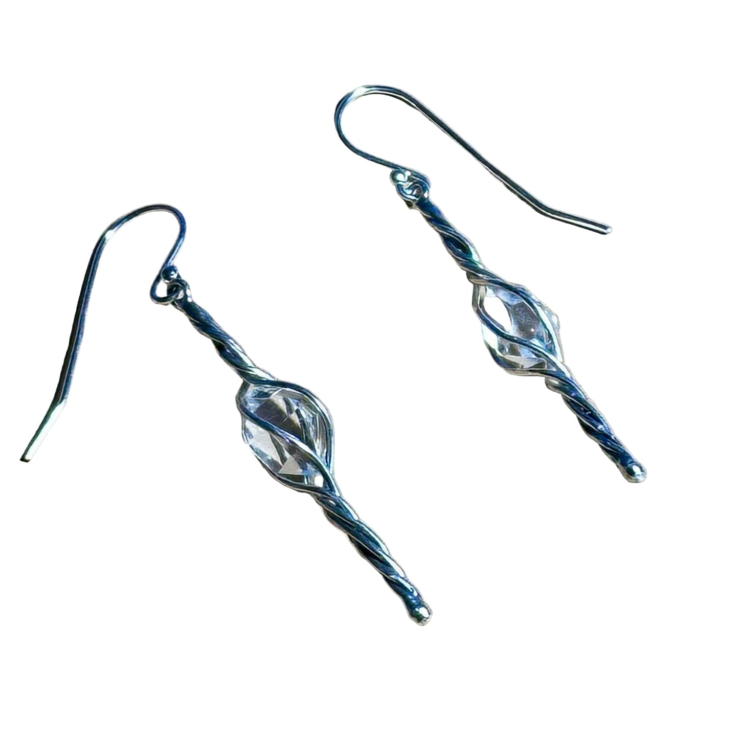 Limited Edition Herkimer Swirl Dangle Bertoni Earrings - Sterling Silver - Ethereal Essentials