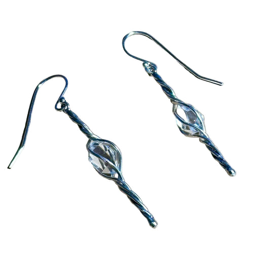 Limited Edition Herkimer Swirl Dangle Bertoni Earrings - Sterling Silver - Ethereal Essentials