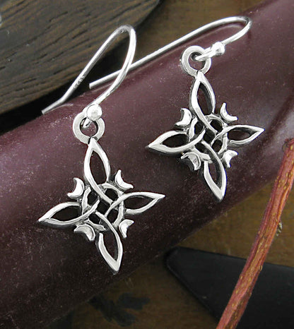Little Witch Knot Drop Earrings with Crescent Moons, Handmade - Ethereal Essentials